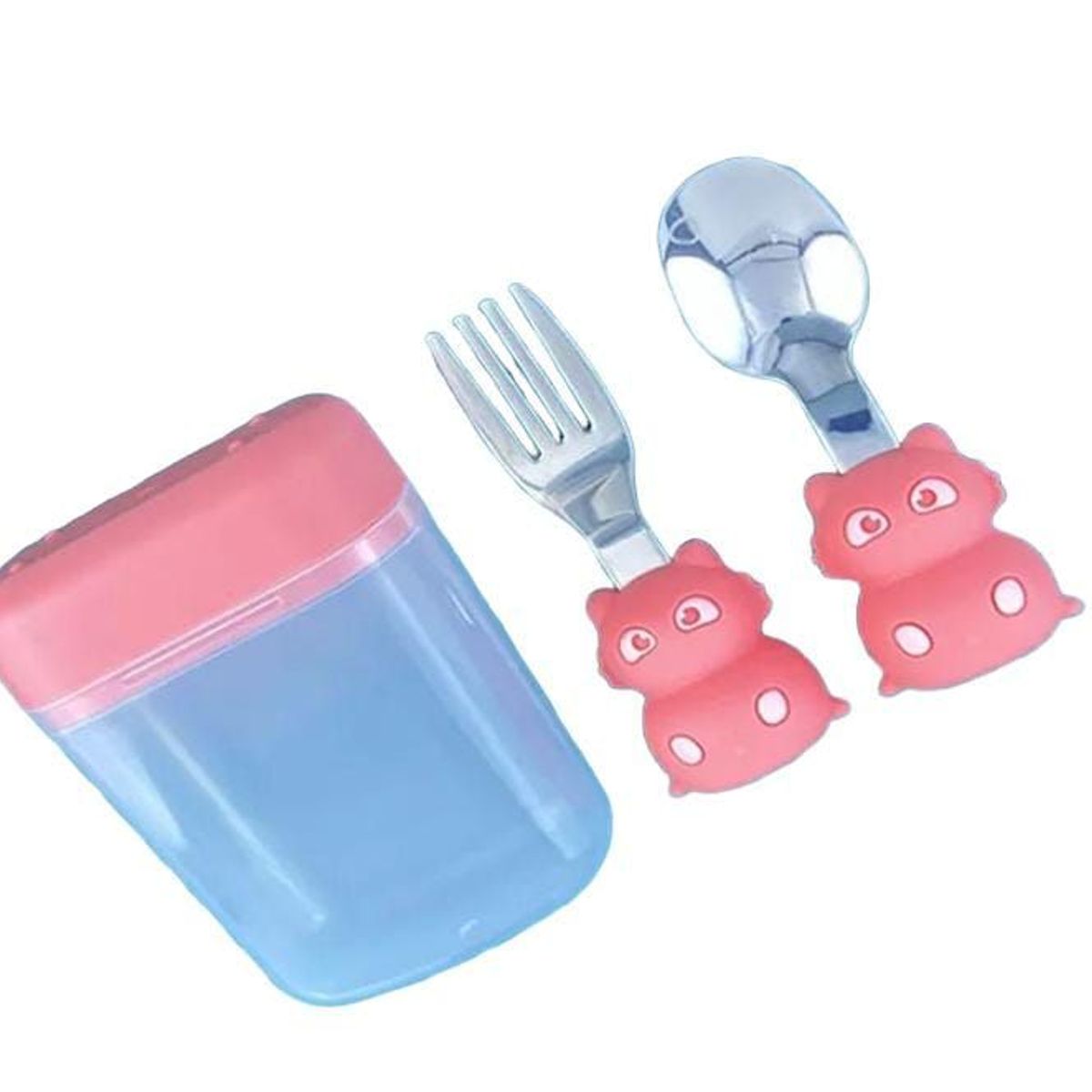 GENERICO - Set De Mini cubiertos Gatito Con Estuche Para Niños - Rosado