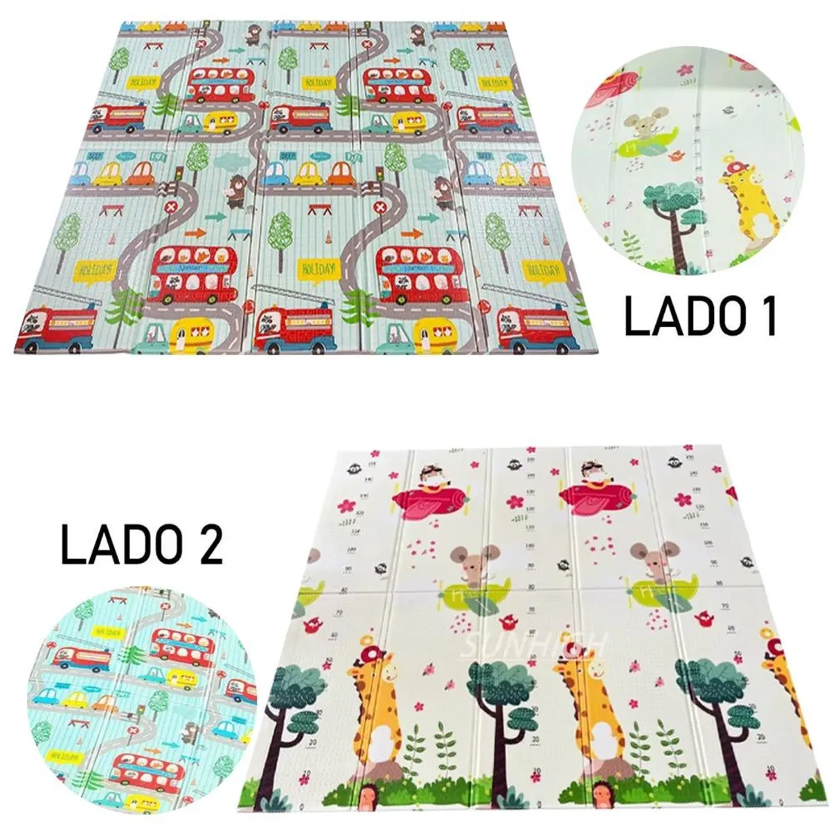 LANZURY IMPORTACIONES - Tapete Grande Plegable - Doble Faz Para Bebé 200x180 Cm