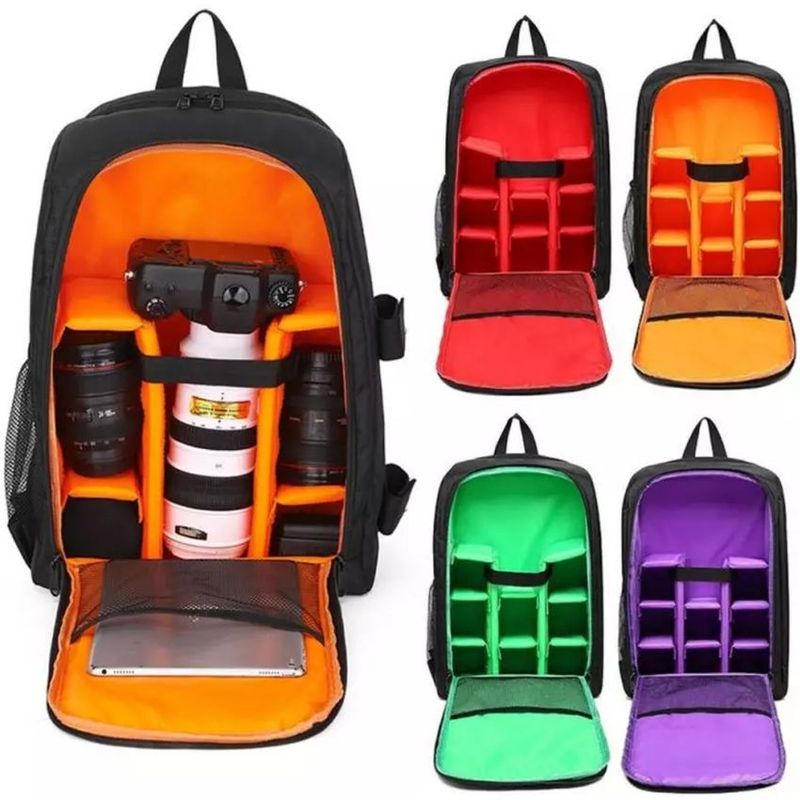 GENERICO - Mochilas para camara reflex rojo azul verde amarillo