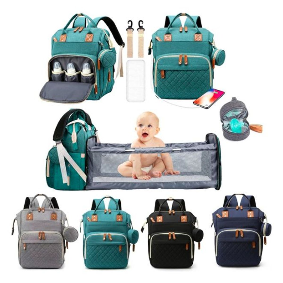 GENERICO - Pañalera Morral Multifuncional Bolsillos Termicos Y Usb