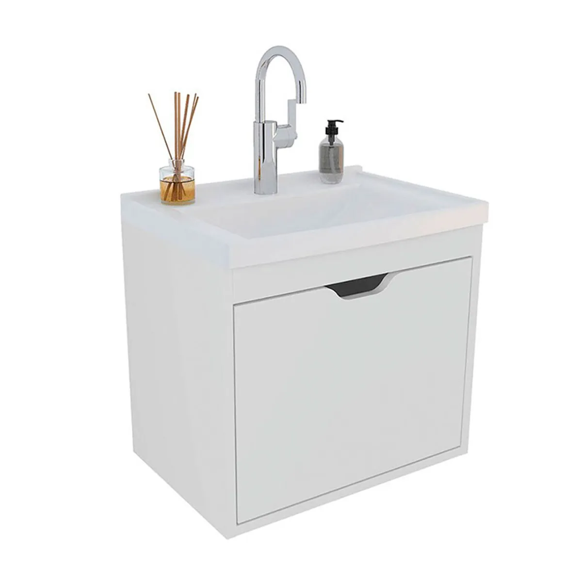 MUEBLES 2020 - MUEBLE DE BAÑO CON LAVAMANOS GRAZ BLANCO