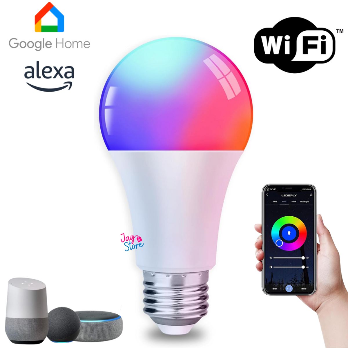 GENERICO - Bombillo LED Inteligente Mando de Voz Alexa Google Asistente