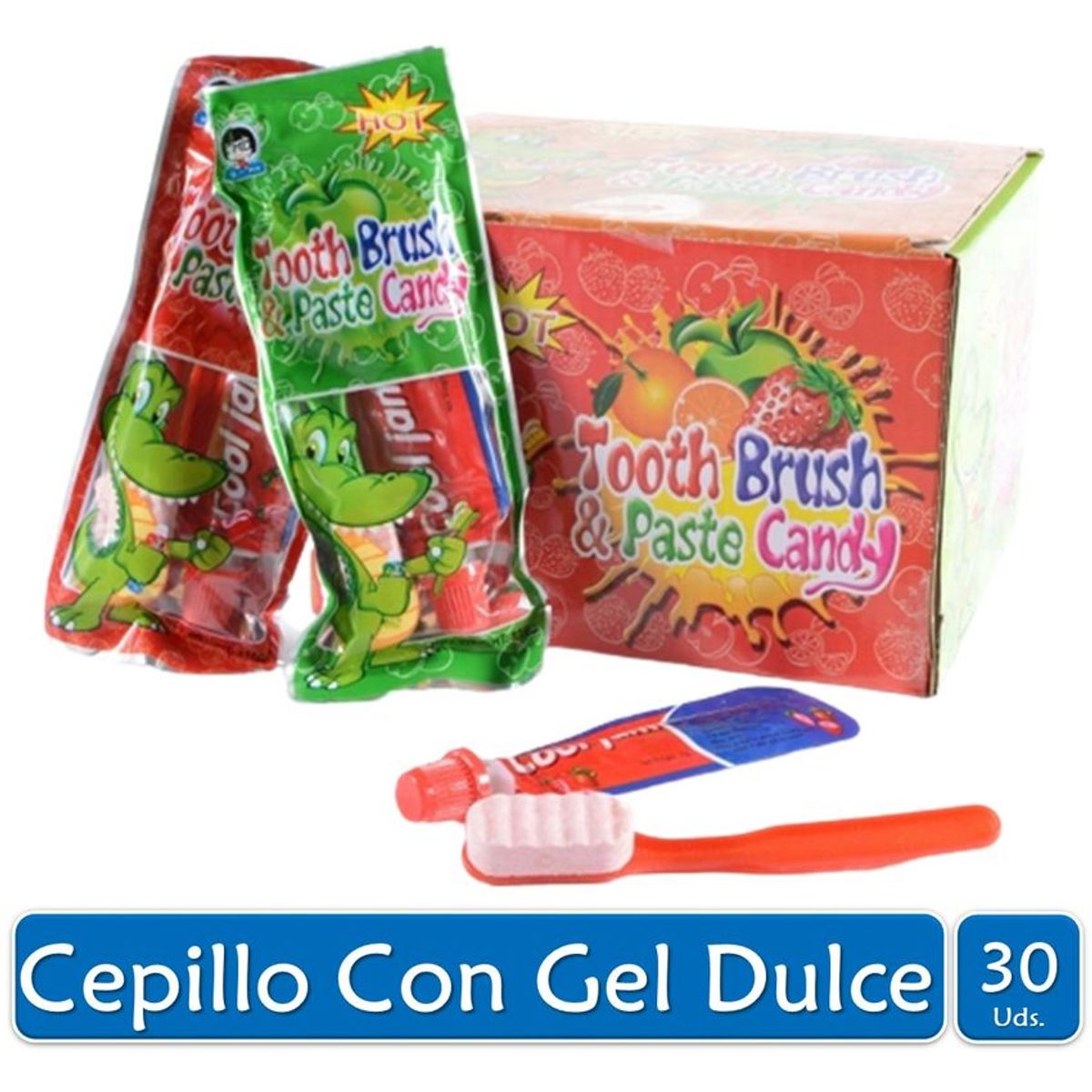 ADRO - Caramelo en forma de cepillo de dientes con gel dulce x30uds