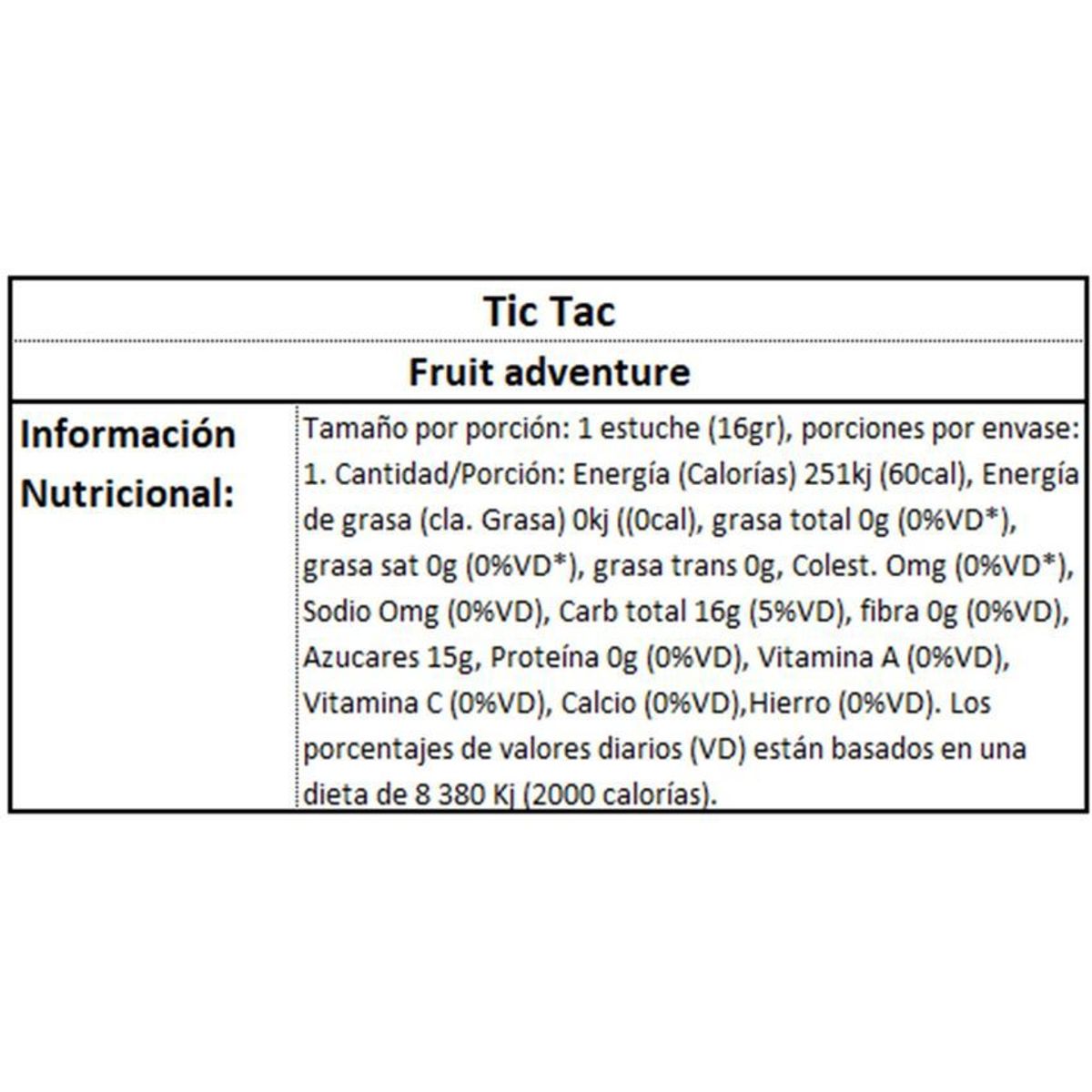 FERRERO ROCHER - Pastillas tic tac sabor fruit adventure x 12 unidades