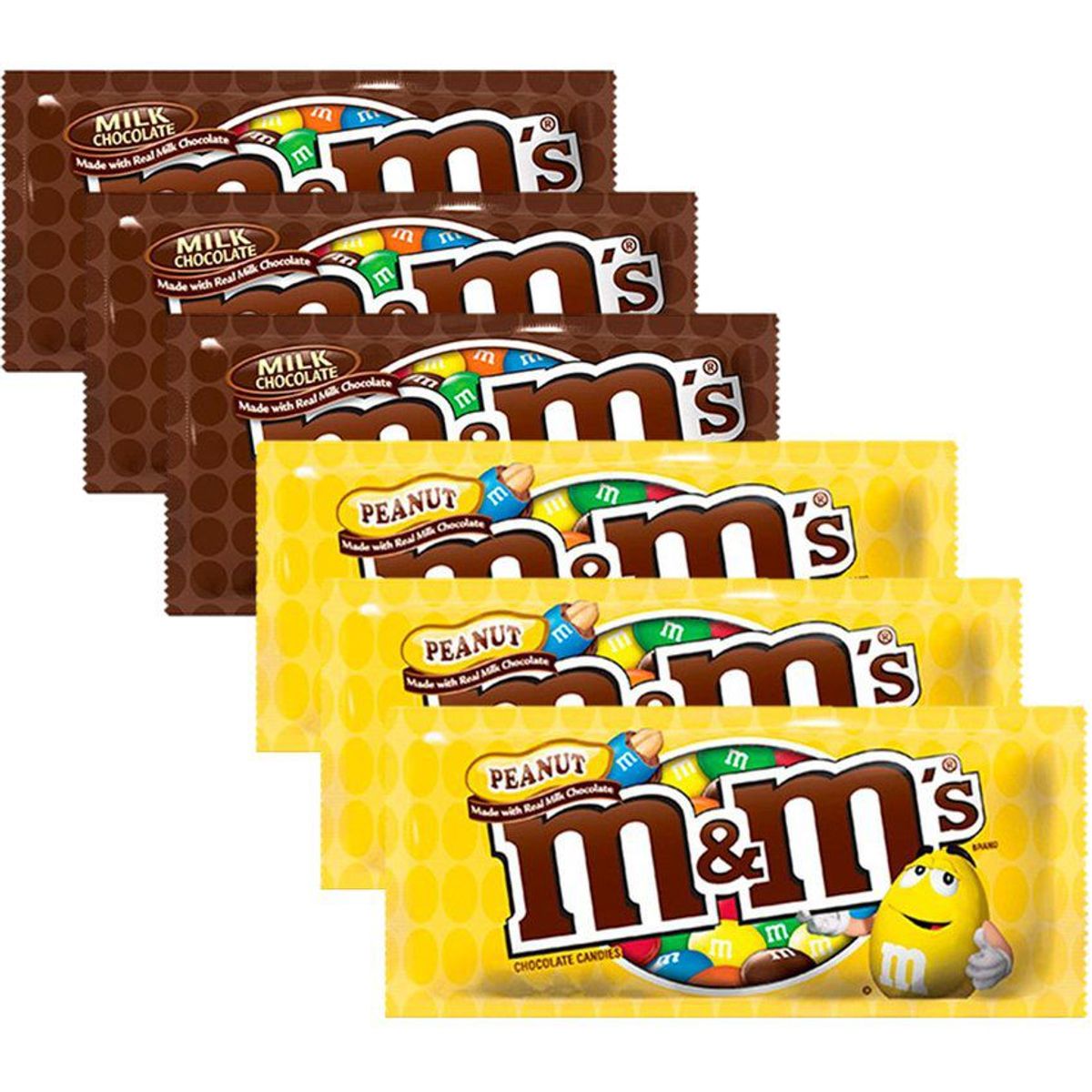 SNICKERS - Chocolates dulces americanos mars mym amarillo y café x6 uds