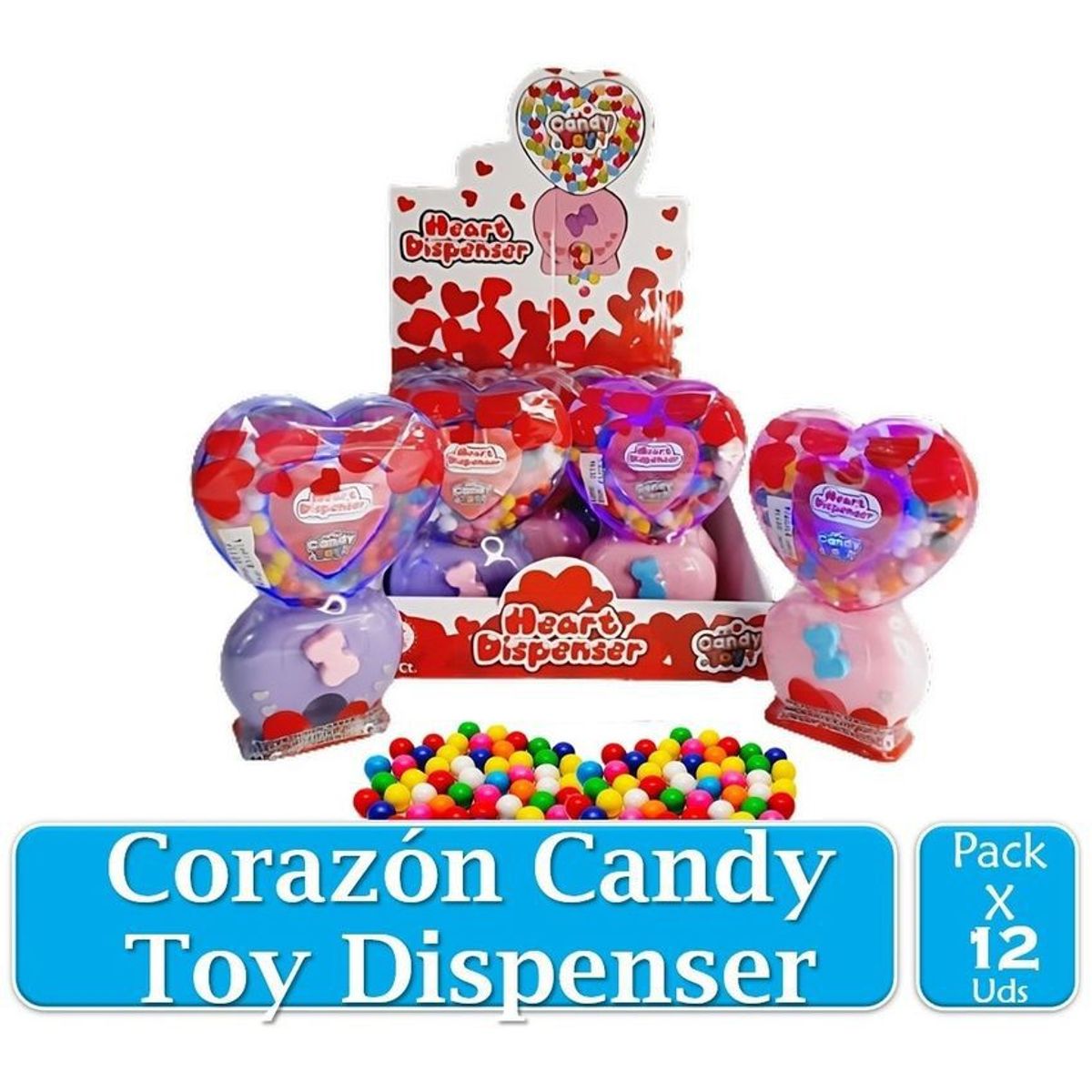 THE CANDY AND TOY FACTORY - Candy toy corazón dispenser x 12 uds