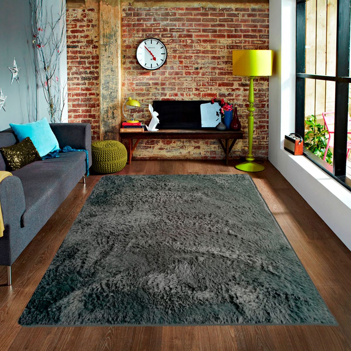 DIB - Tapete DIB Poliéster 120 x 170 cm Rectangular para Sala Bengali Gris