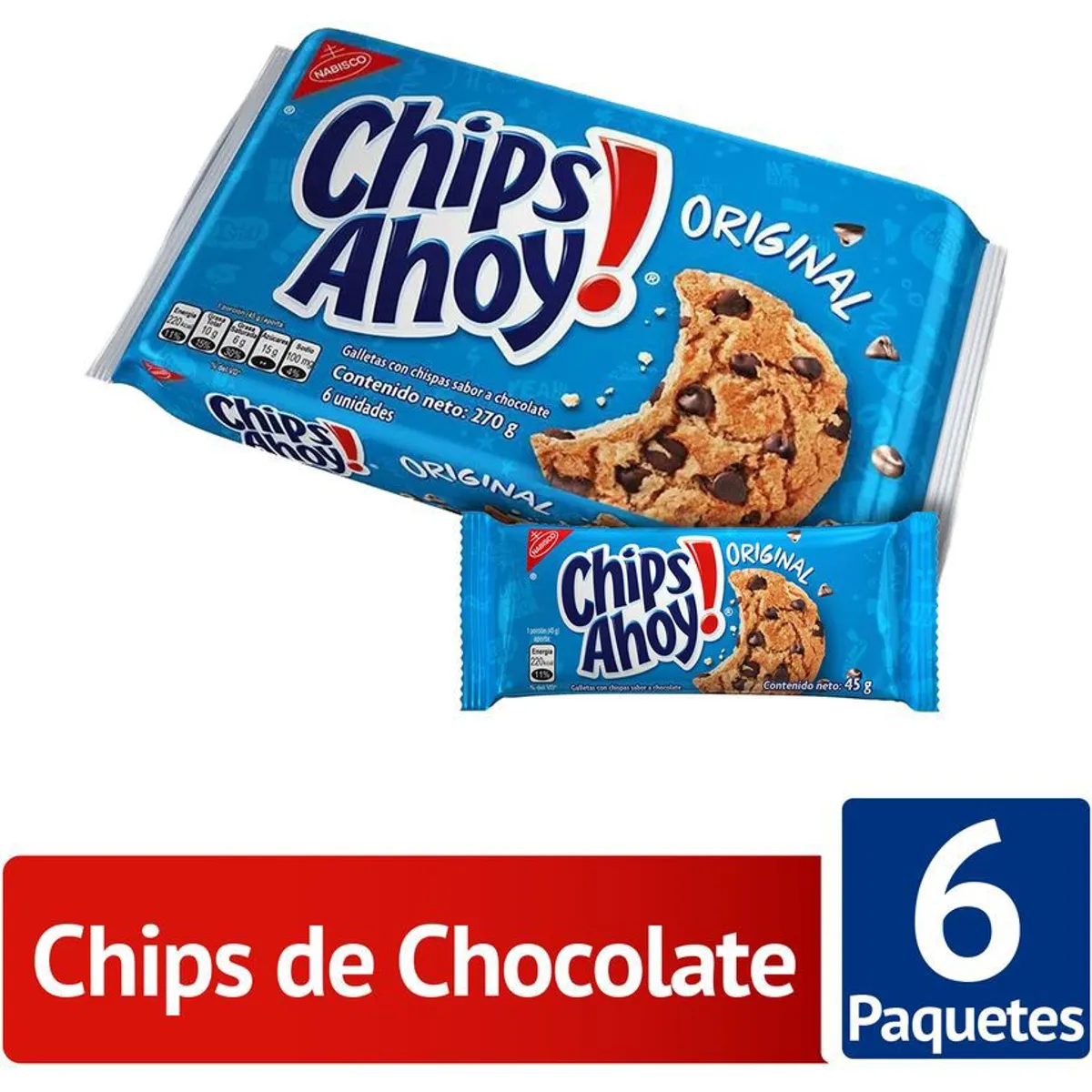 NABISCO - Galletas de chocolate chips ahoy paquete x6uds.