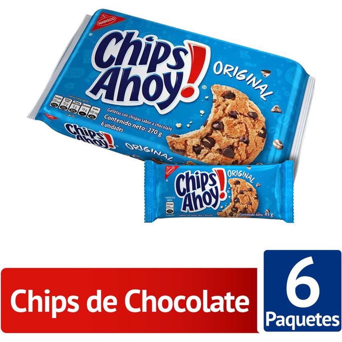 NABISCO - Galletas de chocolate chips ahoy paquete x6uds.