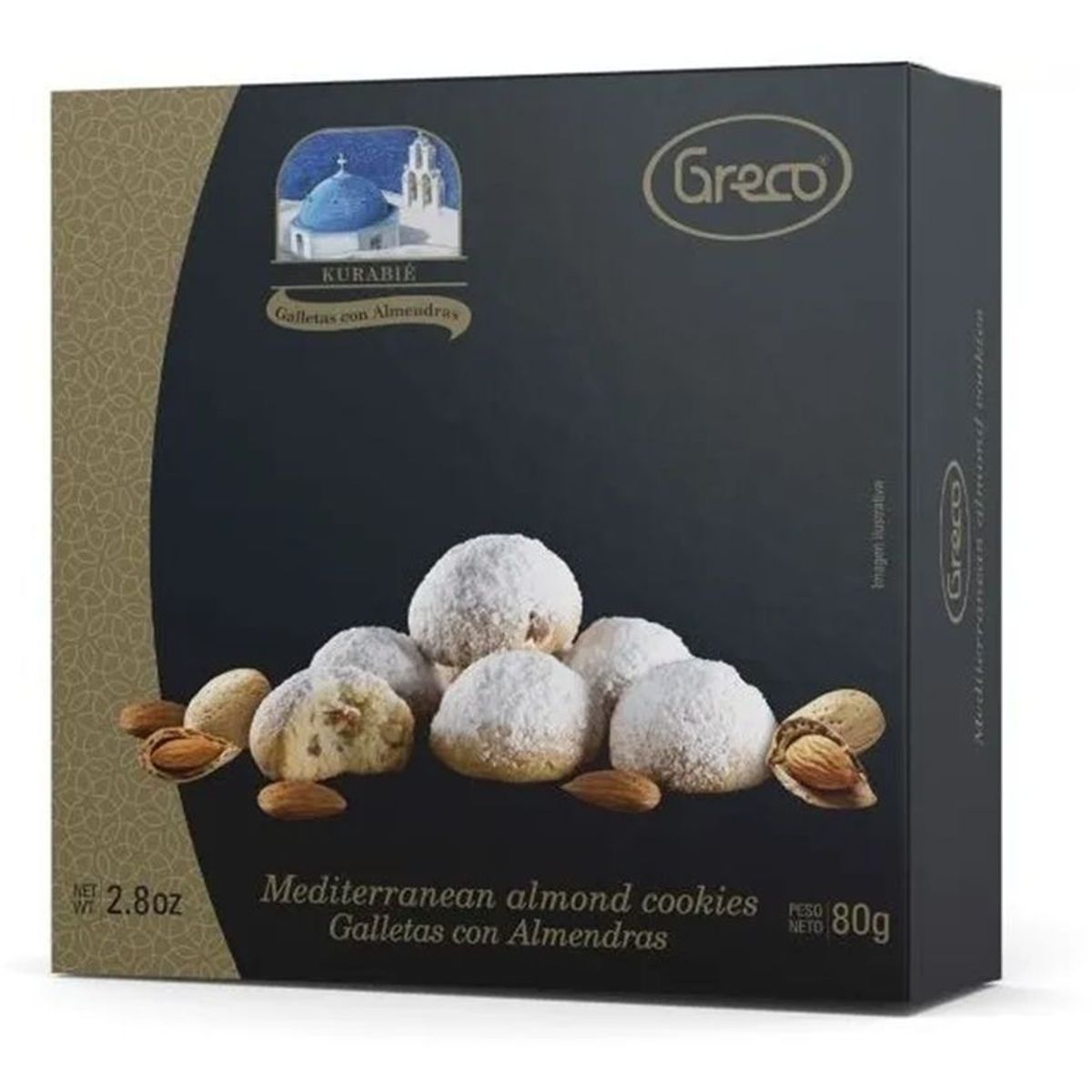 GRECO - Galletas navideñas con trozos de almendras kurabie 80gr x2 uds
