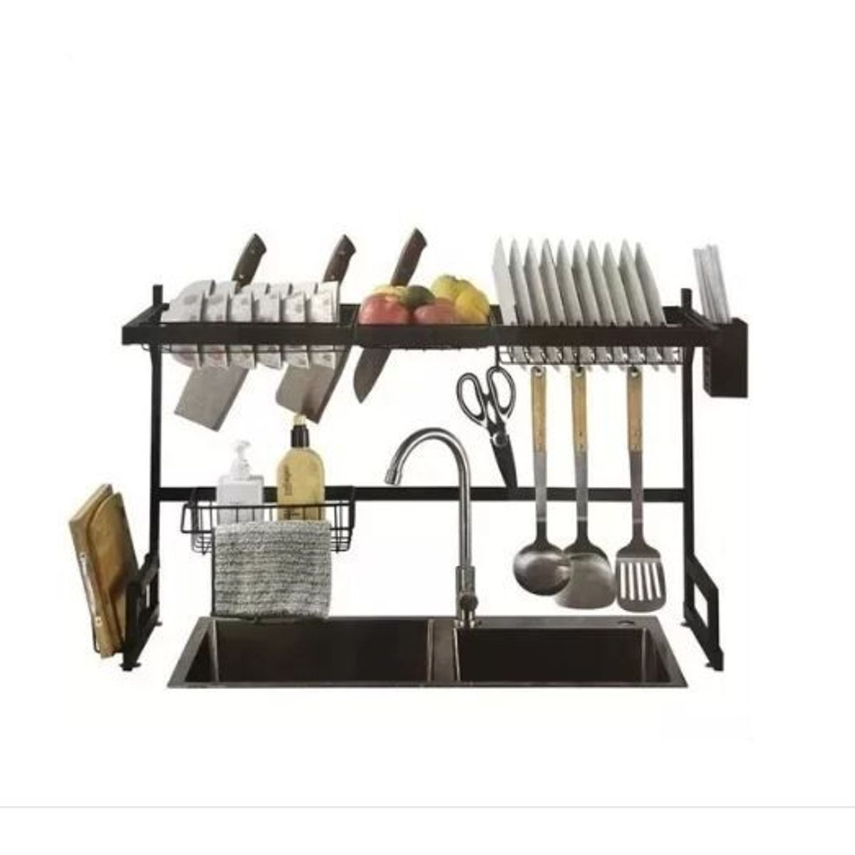 AMERICO SHOP - Escurridor de Platos Cocina 2 Niveles Acero Inoxidable