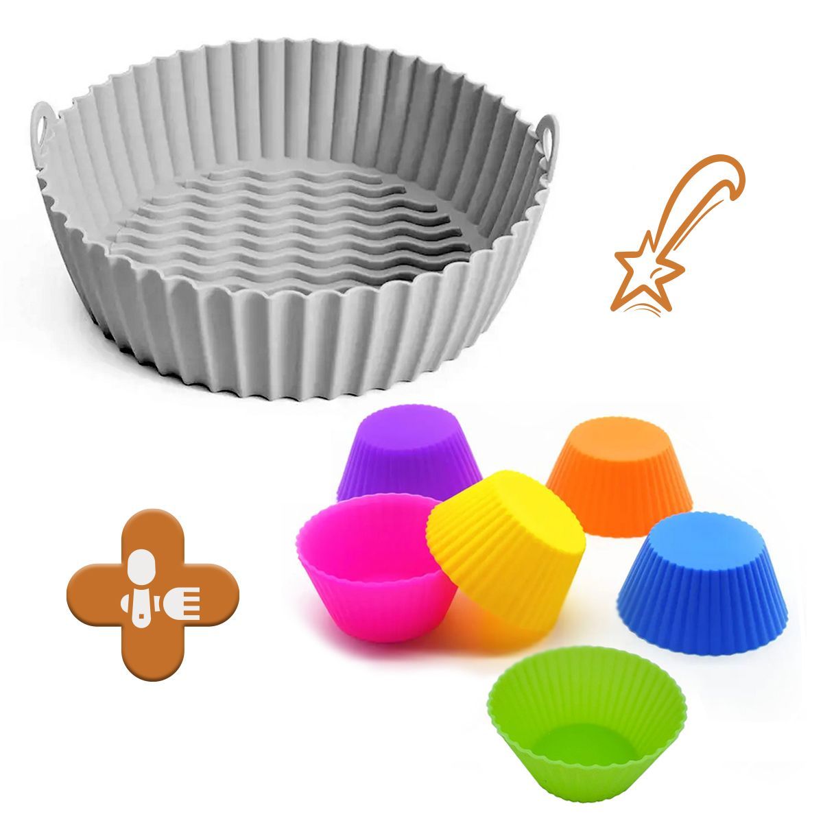 ENFANT'ASY - Kit Olla Freidora Air Fryer Molde Silicona 6 Cupcakes
