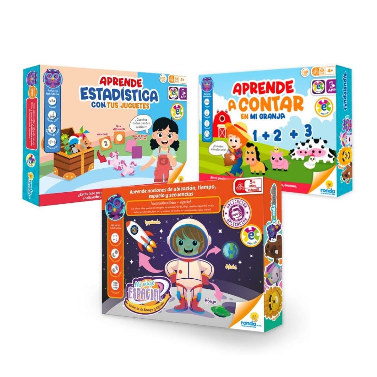 RONDA - Oferta 59: Edutoys  Granja + Mi Viaje Espacial + El Baúl Estadistica