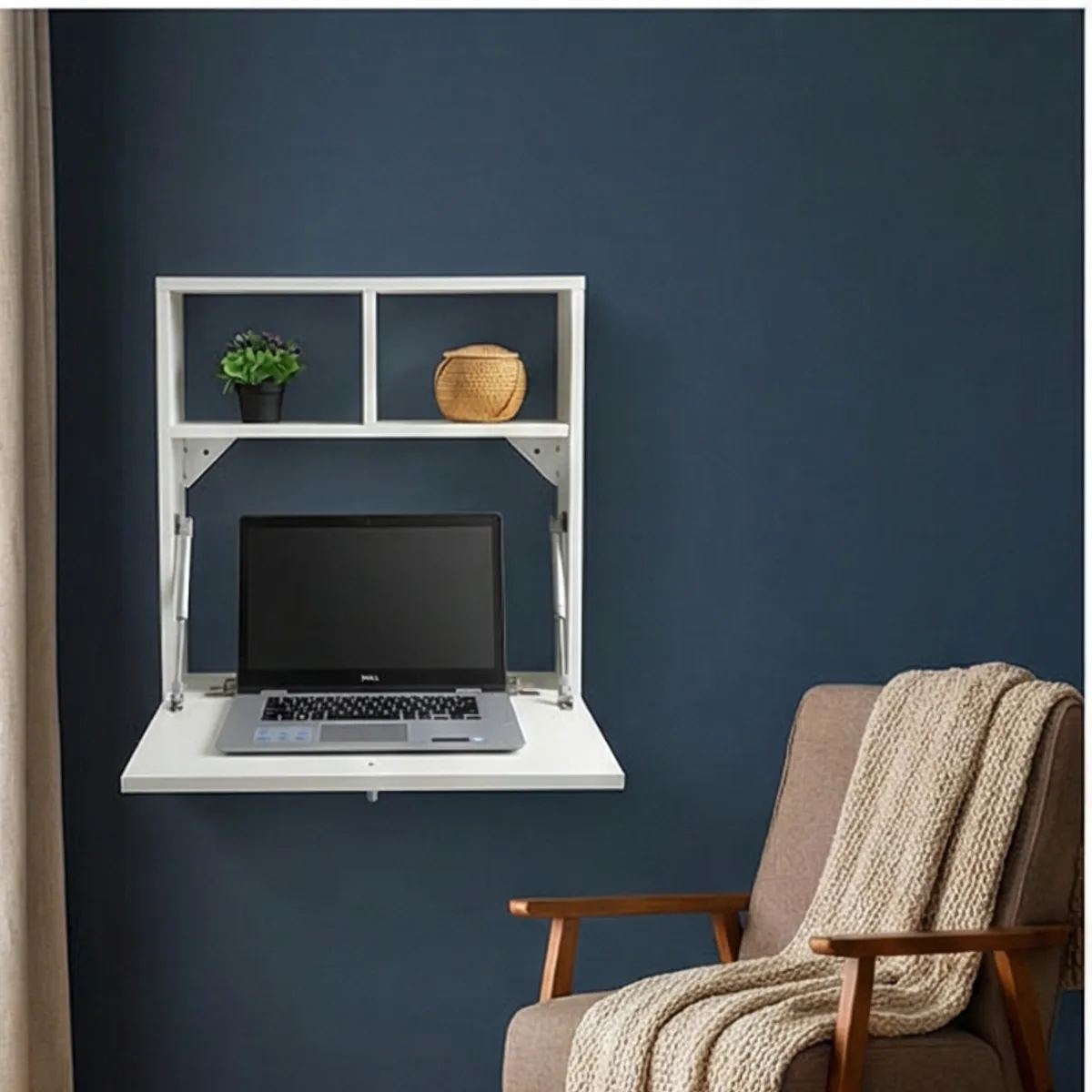 GENERICO - Escritorio Flotante de pared Plegable  60x60cm blanco mate