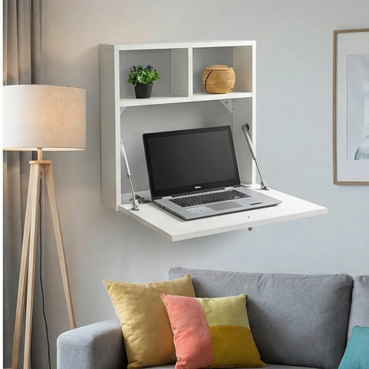 GENERICO - Escritorio Flotante de pared Plegable  60x60cm blanco mate