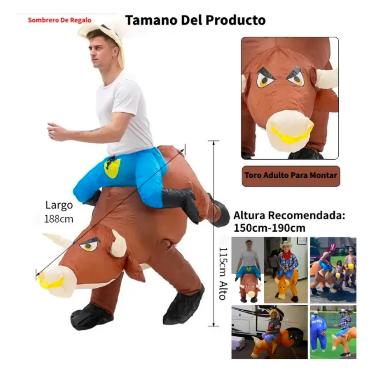 GENERICO - Disfraz Inflable Vaquero De Rodeo Divertido Para Adultos