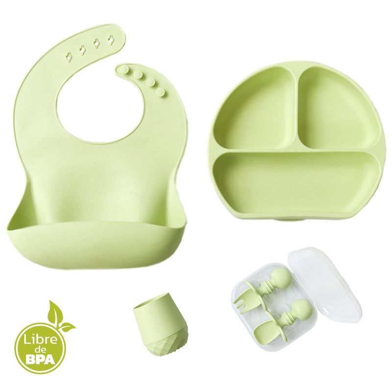 ENFANT'ASY - Set Vajilla Silicona Sin Bpa Kit Alimentación Complementaria