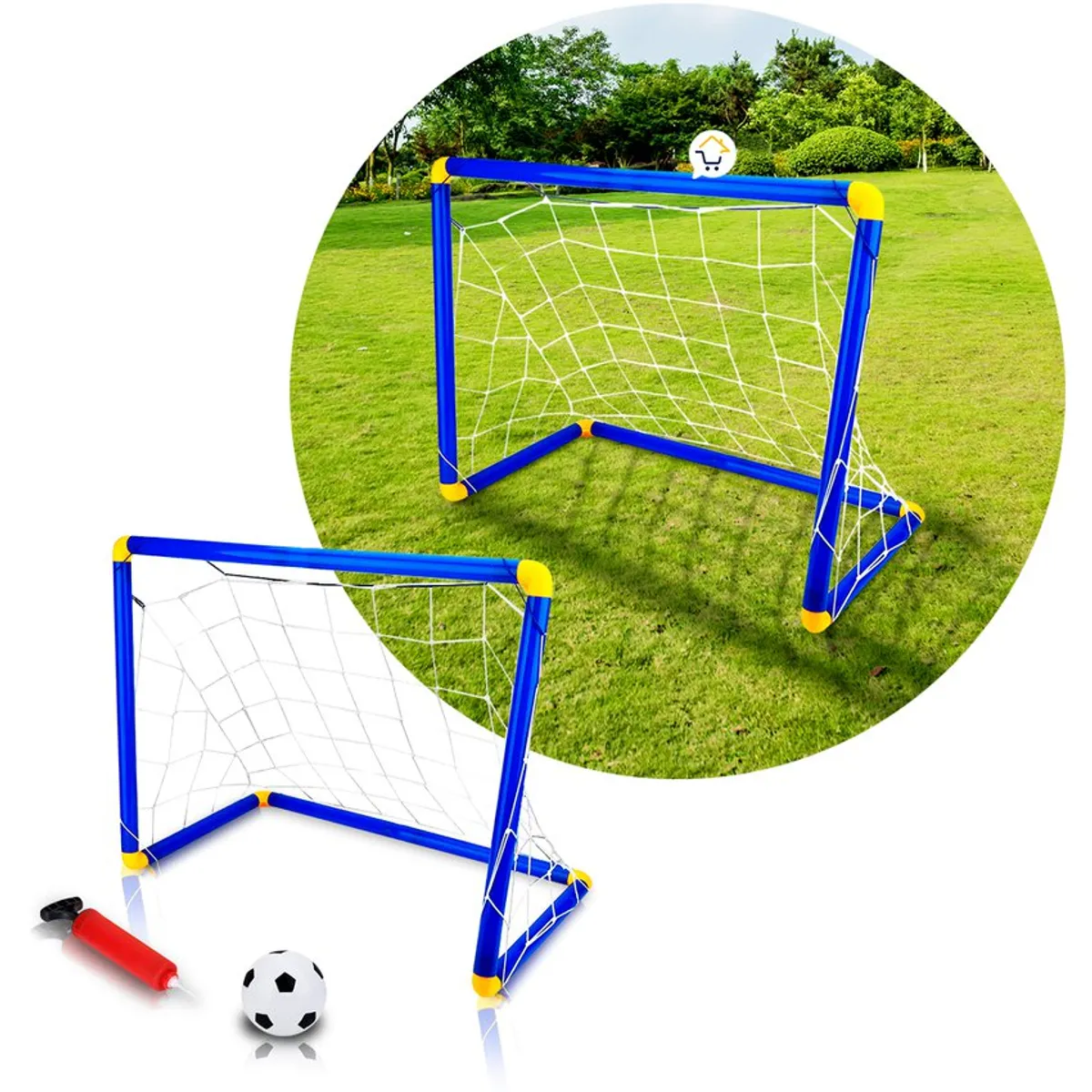 COMPRALOENCASA COM - Cancha fútbol niños armable mini arco balón inflador dq12