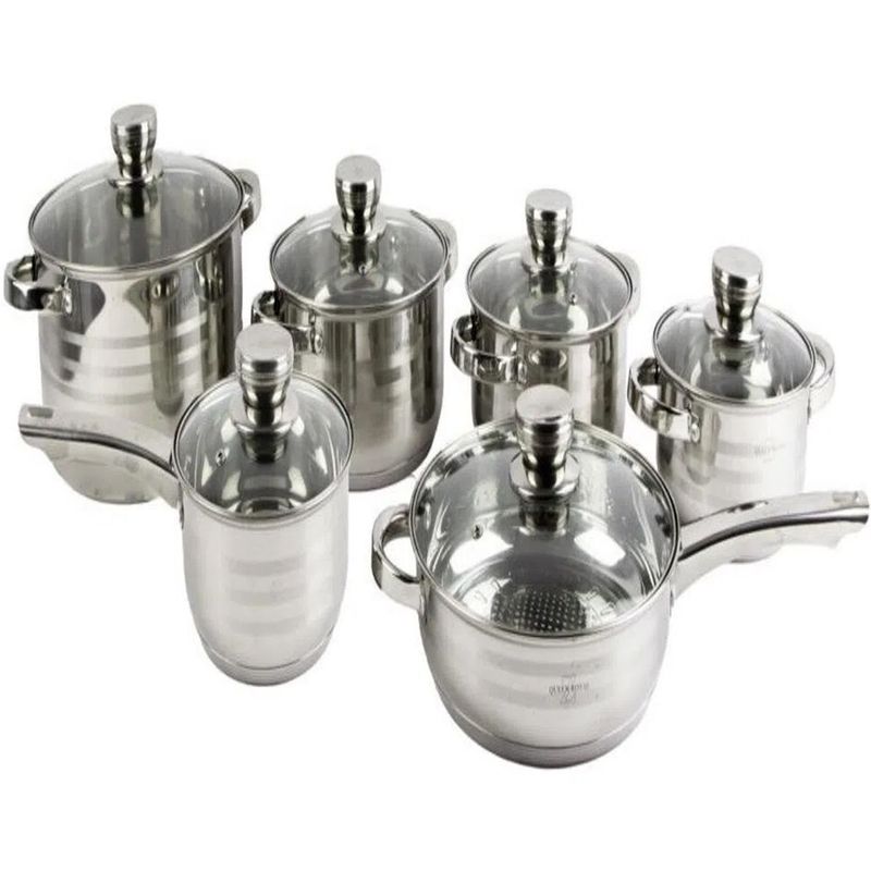ONE PIXEL - Bateria De Ollas Acero Quirurgico 12 Piezas Para Cocina