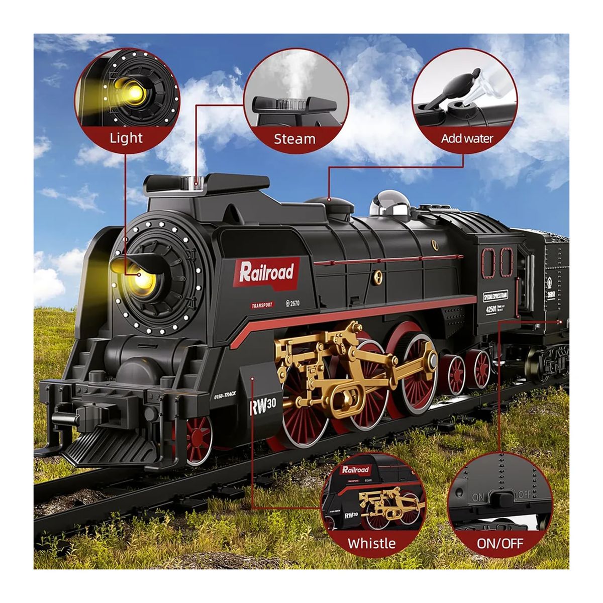 DISTRIBUCIONES GUZ SAS - Tren Juguete Con Humo Real Control Remoto 65 Piezas