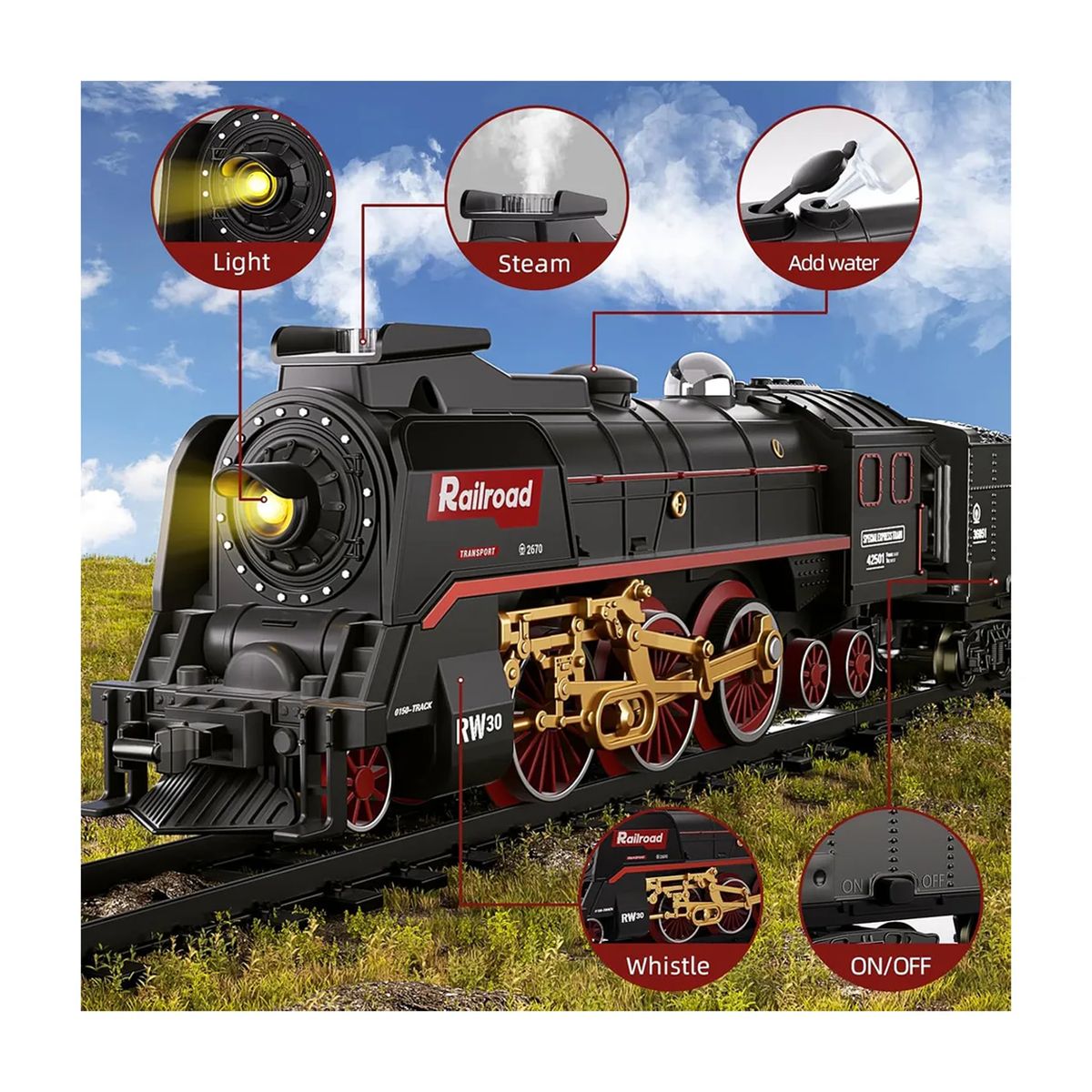 DISTRIBUCIONES GUZ SAS - Tren Juguete Con Humo Real Control Remoto 65 Piezas