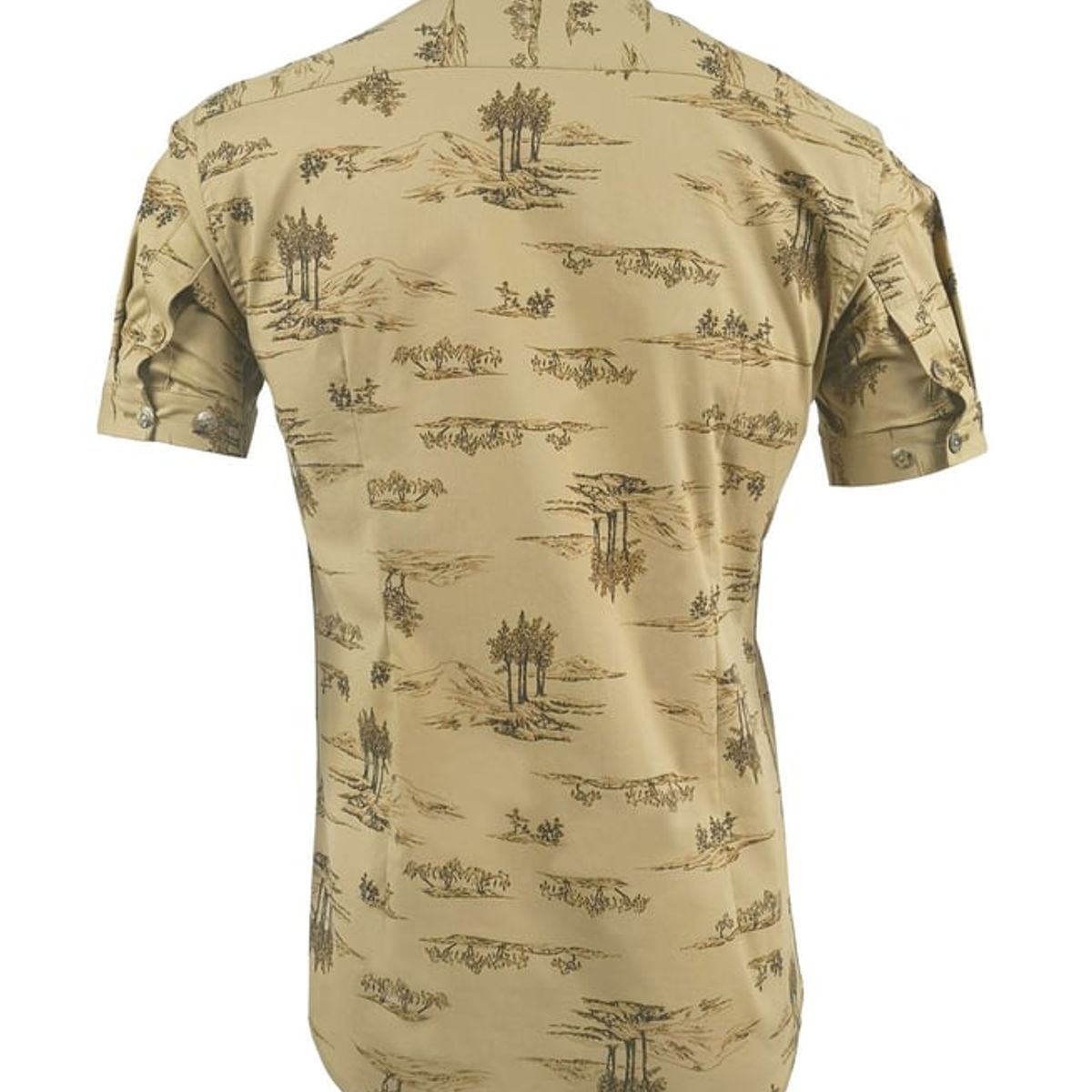 SON DOS - Camisa Beige casual estampada slim manga corta.