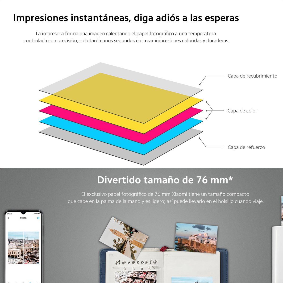 XIAOMI - Xiaomi Papel Fotográfico 20 Hojas Portable Photo Printer