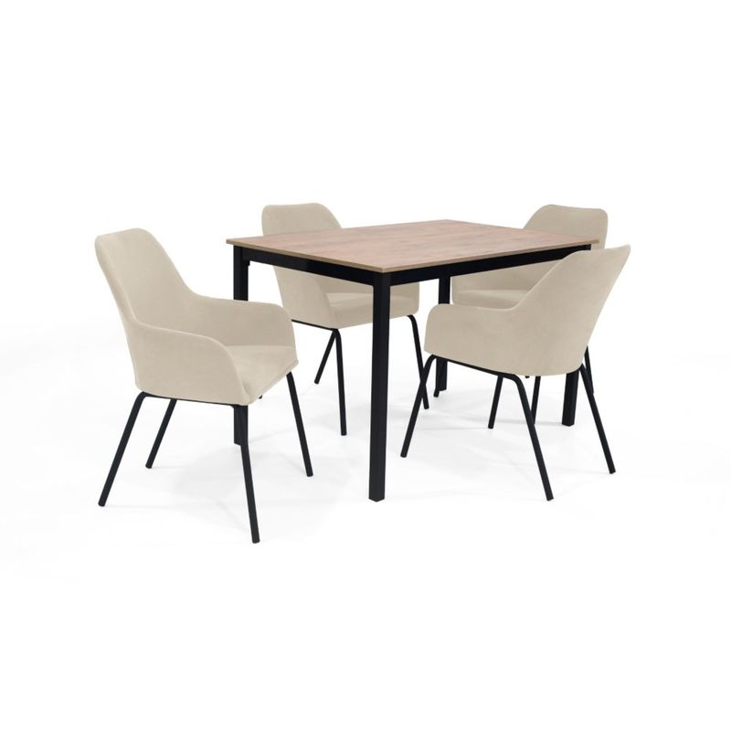 VENECIA - Comedor Orion 4P con Sillas Mendoza Tela Taupe