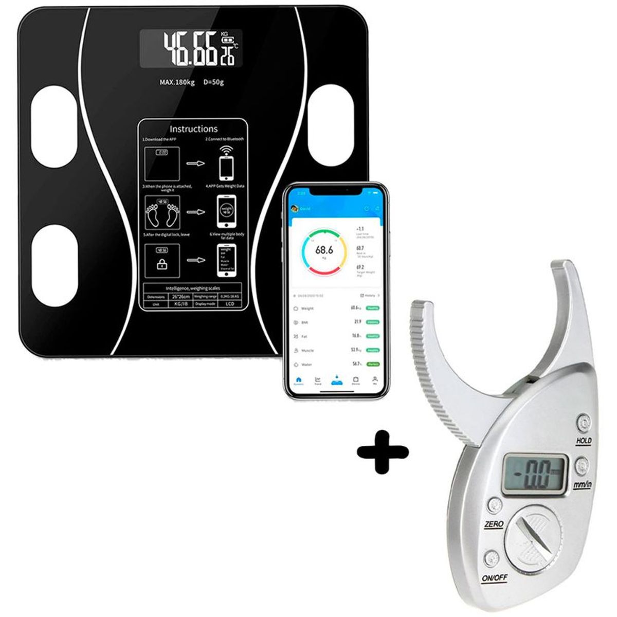 ZHOPI CO - Bascula Digital Bluetooth Mas Adipometro