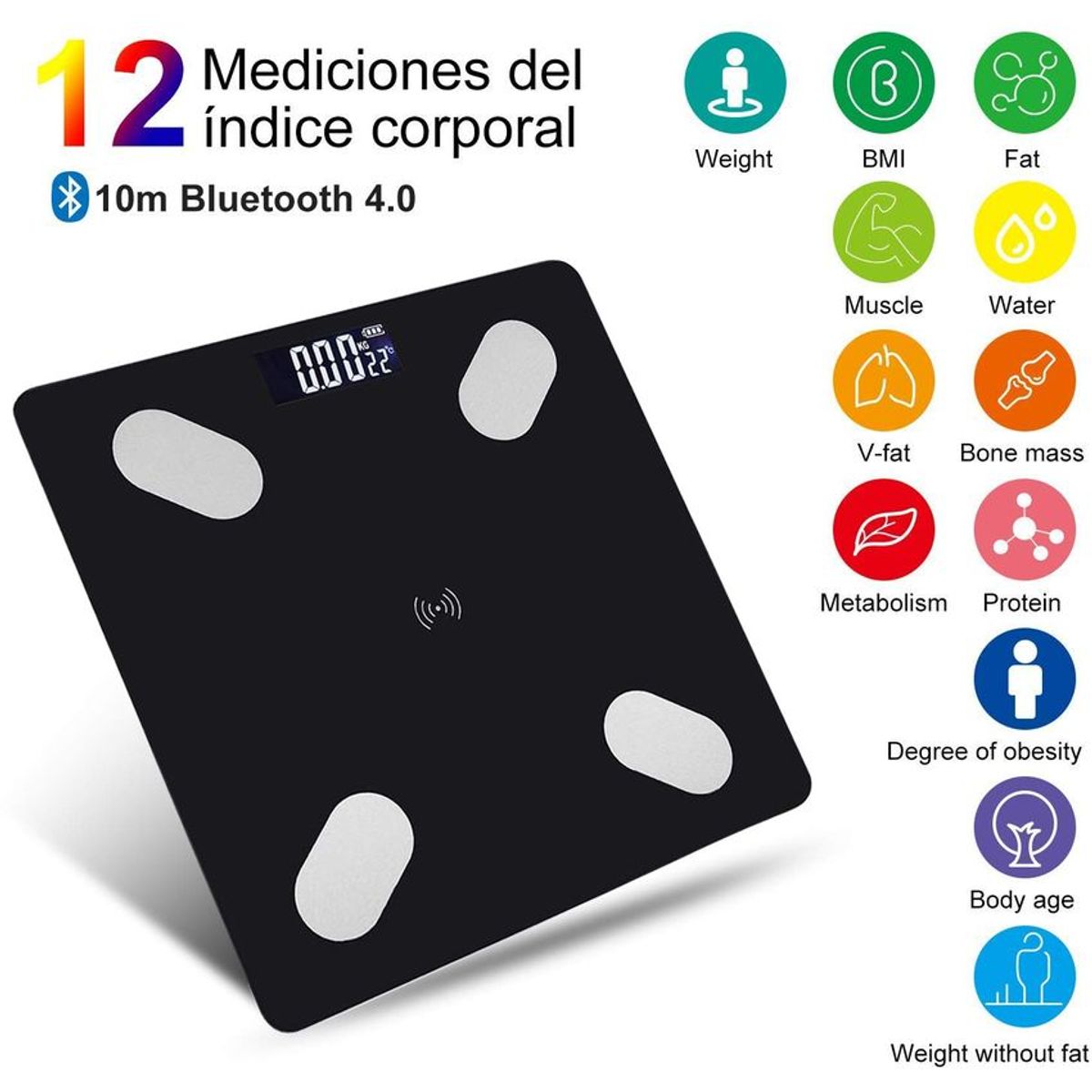 ZHOPI CO - Bascula Digital Bluetooth Mas Adipometro
