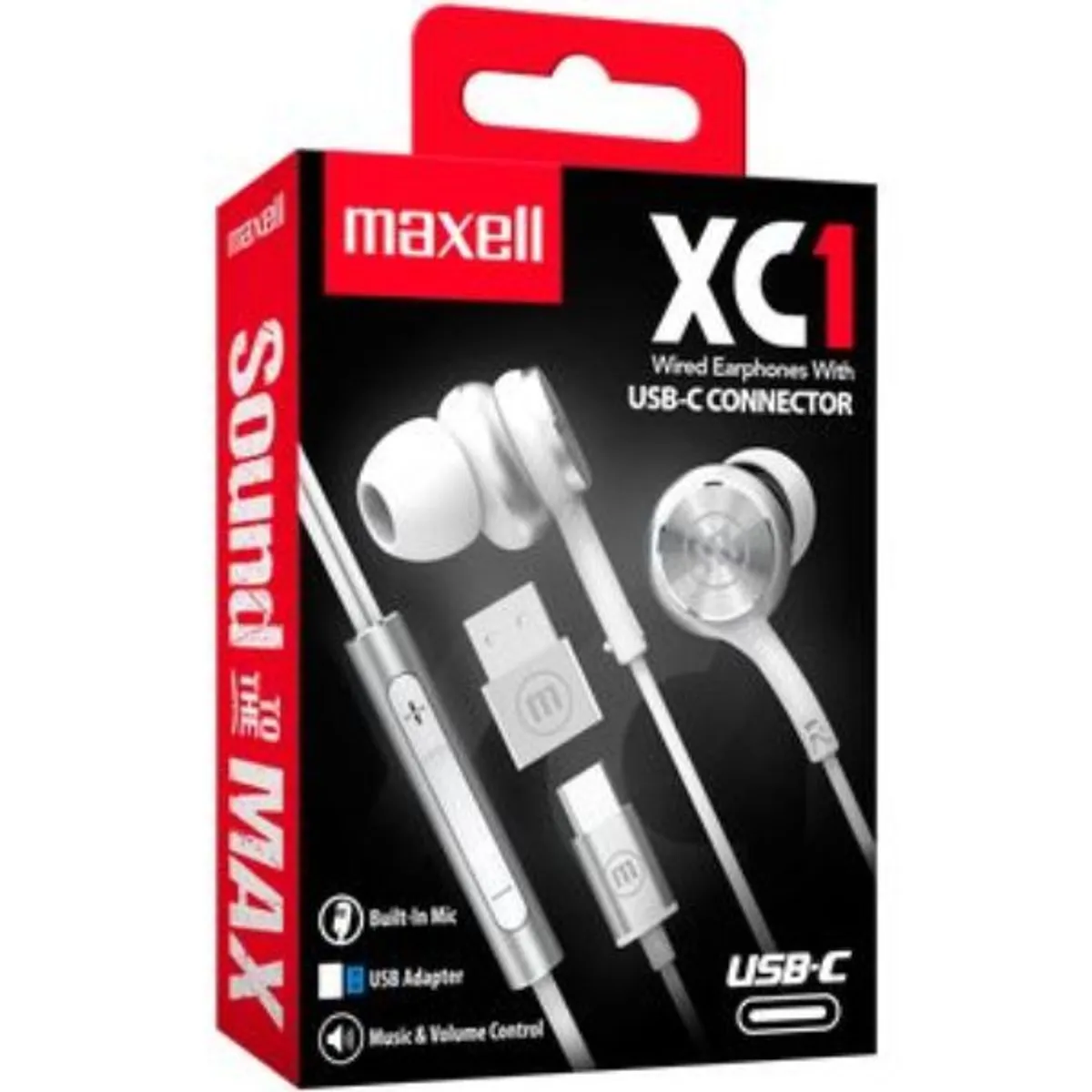 MAXELL - MAXELL AUDIFO EB-XC1 TIPO-C  C/ADAPTADOR USB IN EAR  WHITE