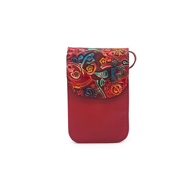MACOLY - Portacelular manos libres MA01 Cuero tala rojo