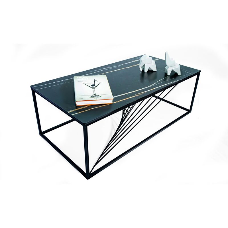 GENERICO - Mesa de centro Mesh en piedra sinterizada Sahara Noir