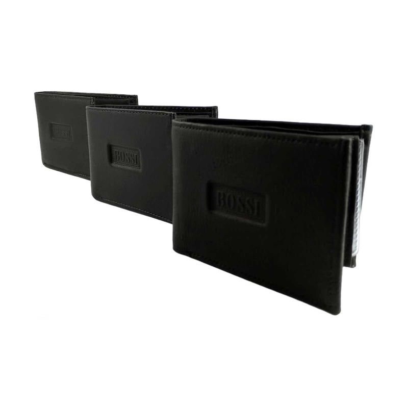 GENERICO - Pack x 3 Billeteras en cuero para hombre Color negra_.