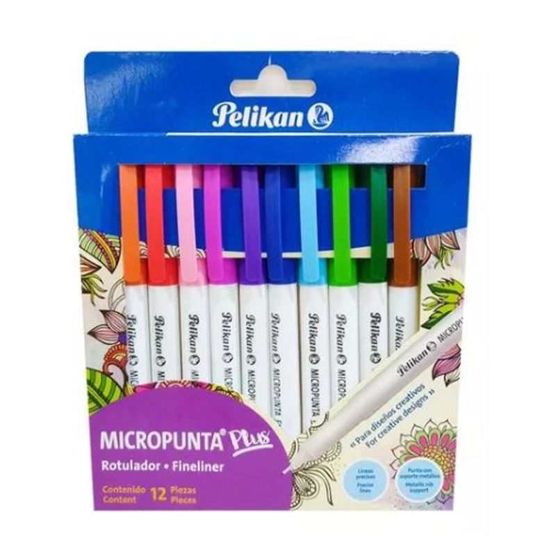 PELIKAN - Rotulador, Micropunta Pelikan Plus 0,5 Mm X 12 Colores