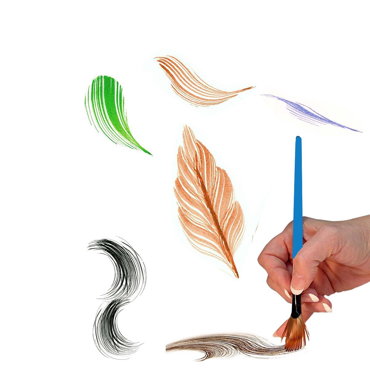 UNICORN - Set Pincel Abanico Unicolor X 6 Tamaños Surtidos