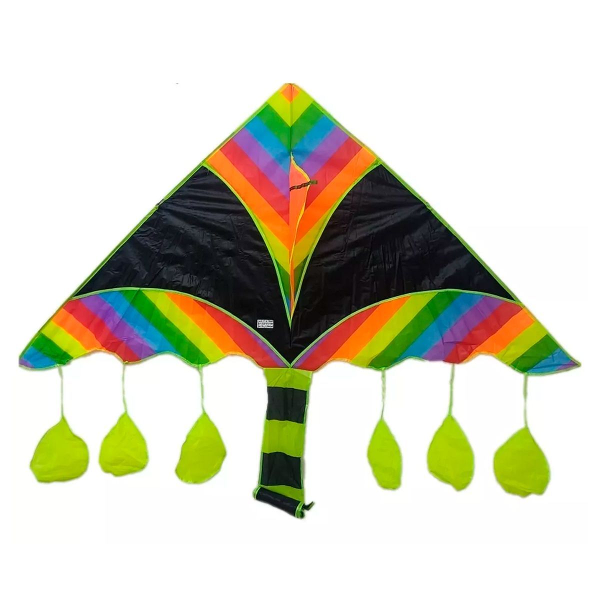 GENERICO - Cometa Multicolor Negra Grande 200x89cm Juego Aire