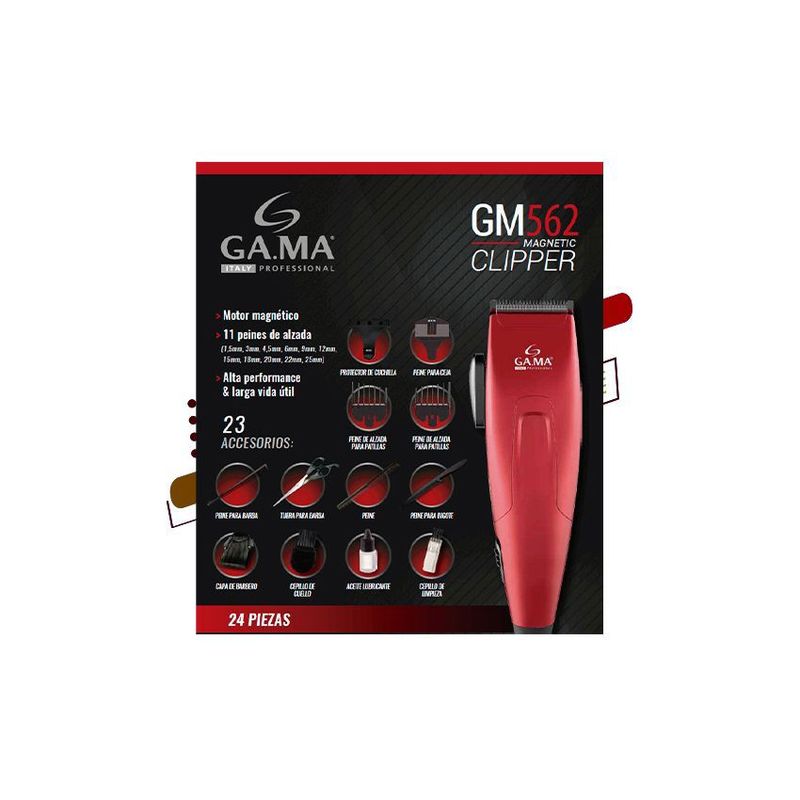 GAMA - Máquina cortapelo gm562 24 acc gama italy roja
