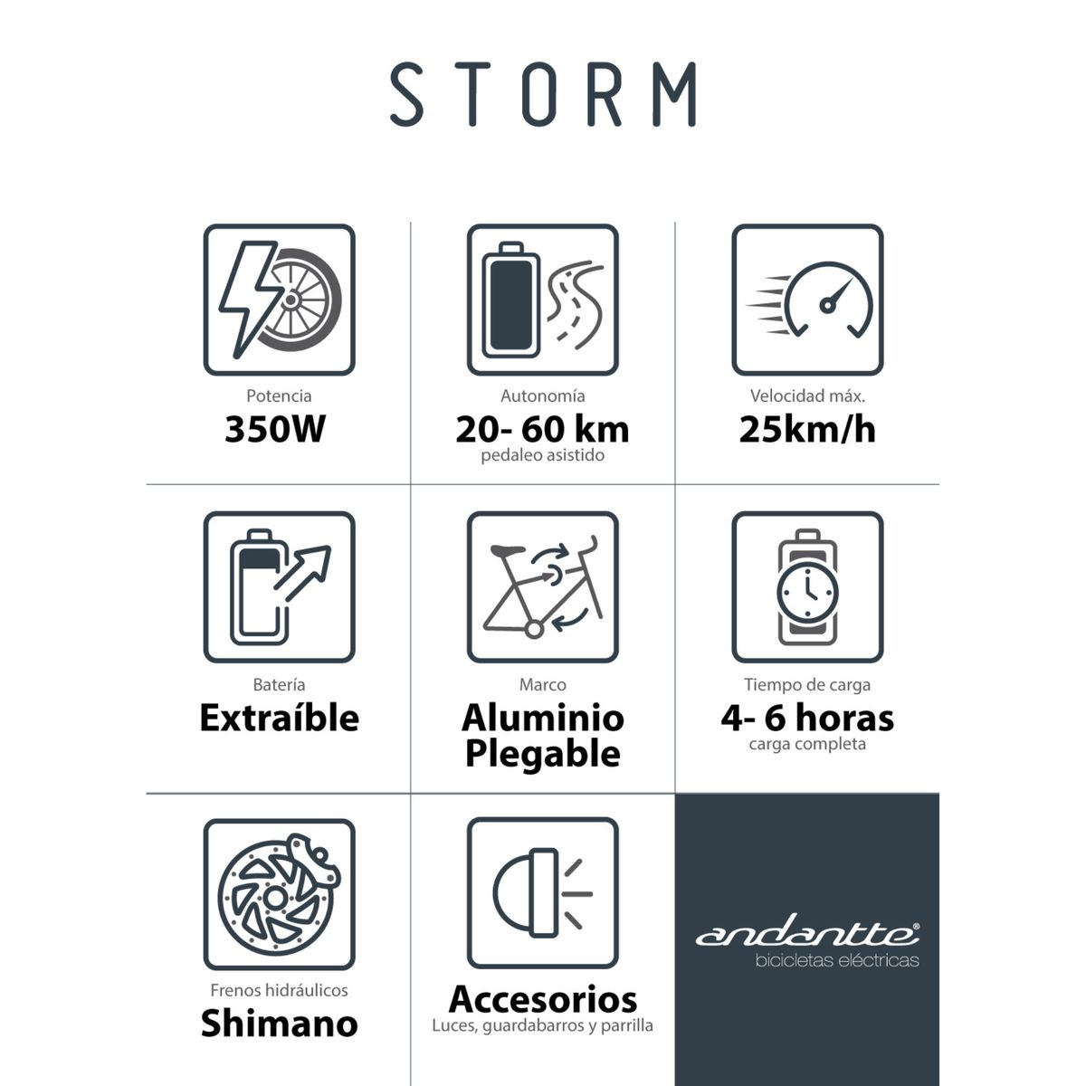 ANDANTTE - BICICLETA ELÉCTRICA ANDANTTE STORM 350 W
