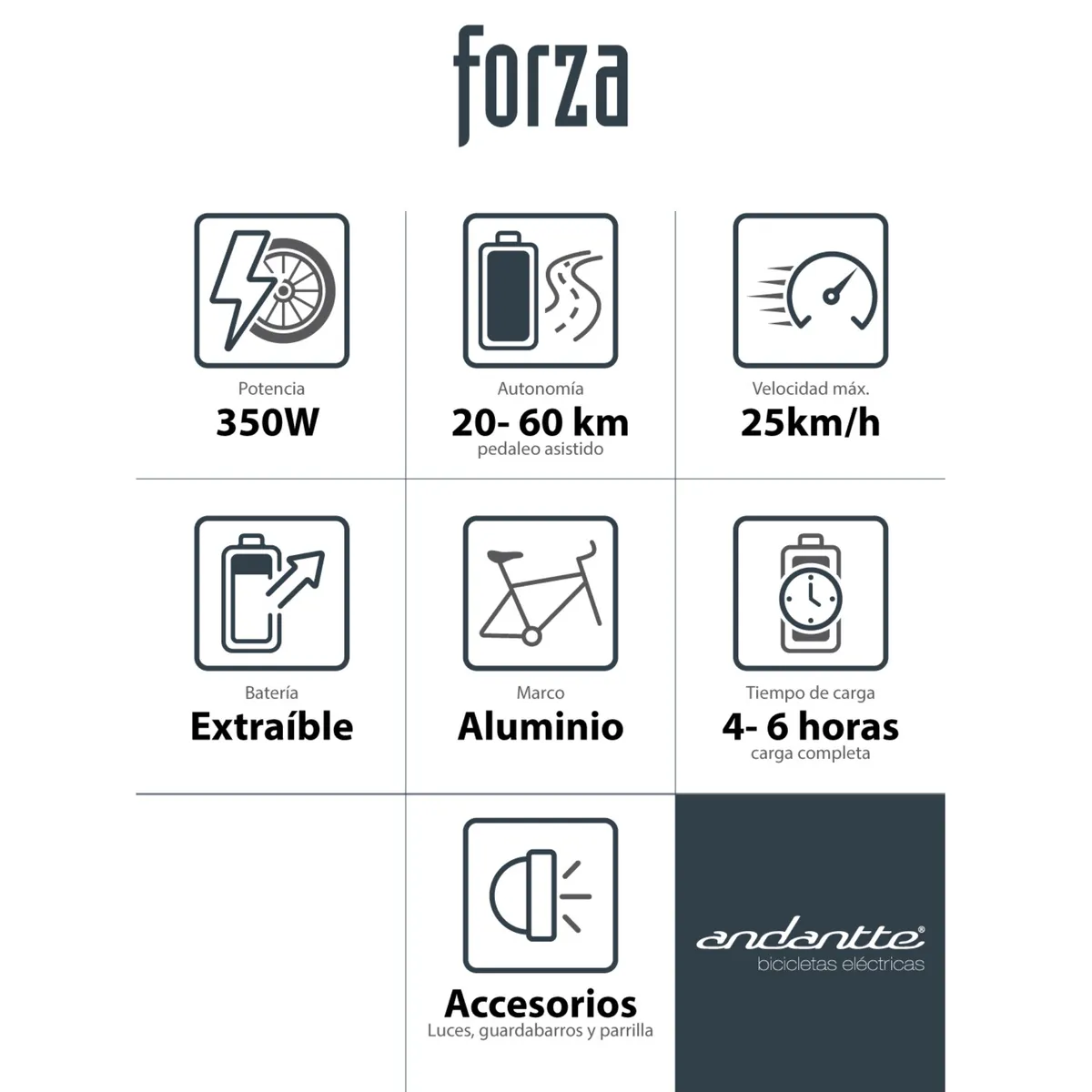 ANDANTTE - BICICLETA ELÉCTRICA ANDANTTE FORZA350 W