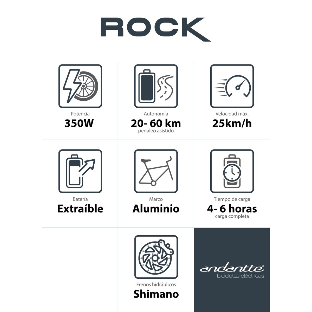 ANDANTTE - BICICLETA ELÉCTRICA ANDANTTE ROCK350 W