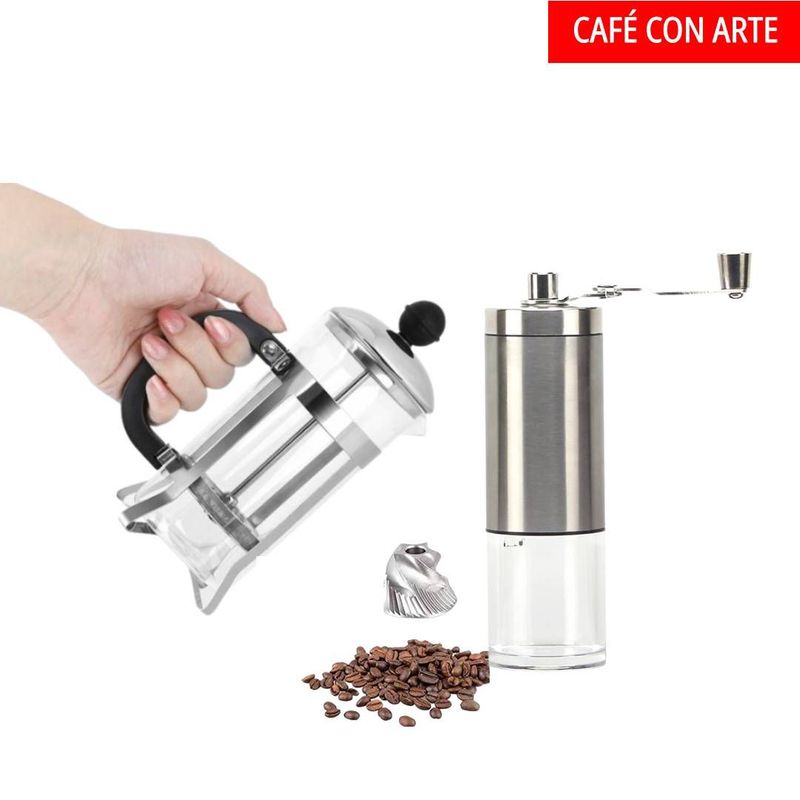 GENERICO - Combo - Cafetera Prensa Francesa De 350ml  Molino En Acero Inoxidable