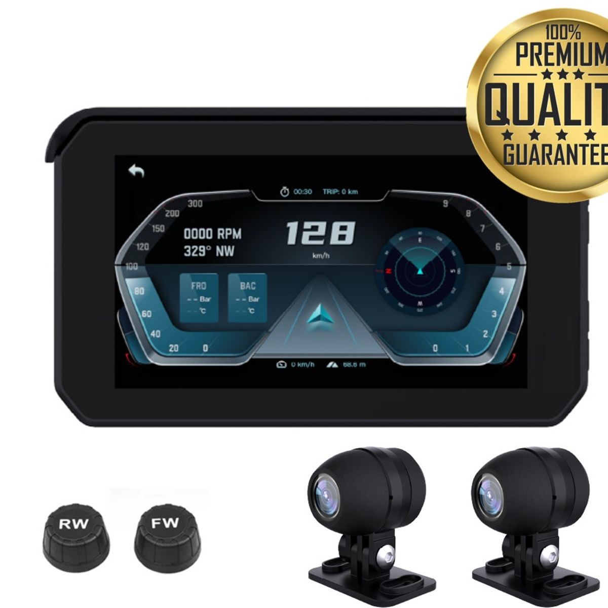 GENERICO - Pantalla Navegador Moto Android AppIe Play Gps+Camaras+TPMS