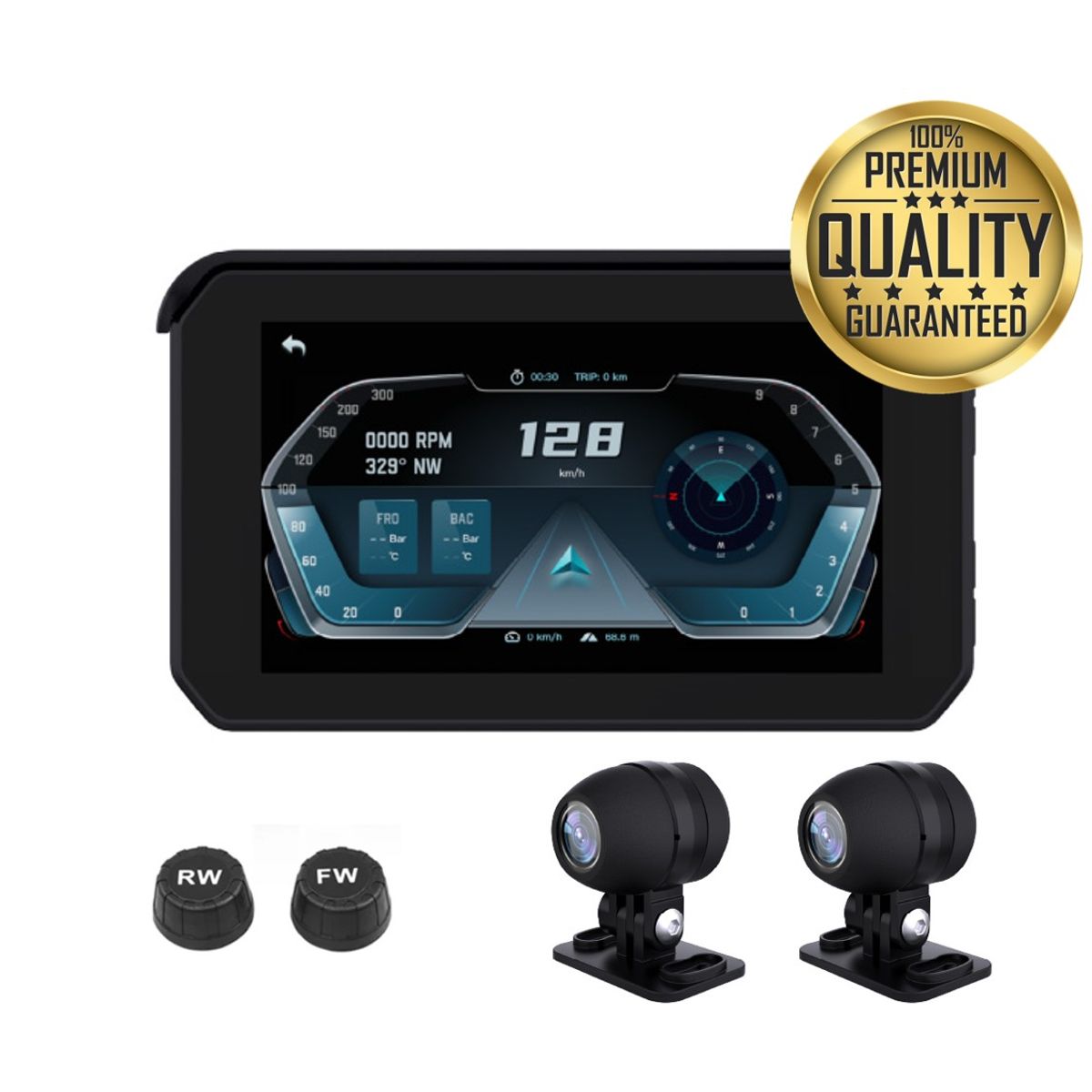 GENERICO - Pantalla Navegador Moto Android AppIe Play Gps+Camaras+TPMS