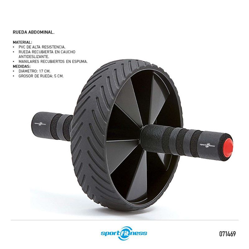SPORT FITNESS - Rueda Para Adominales Goma Negra Sportfitness