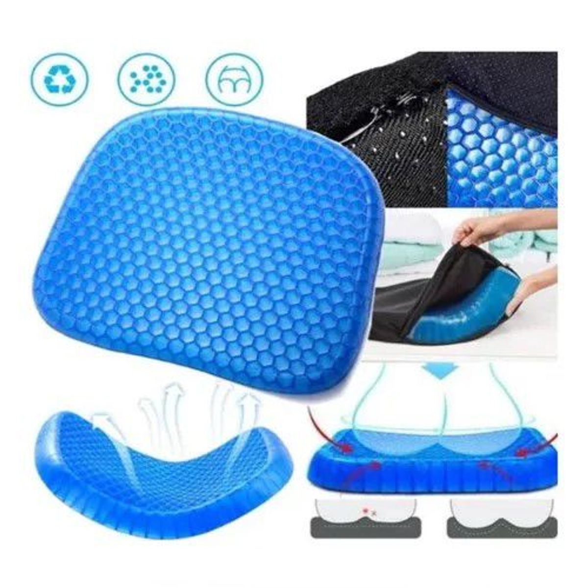 GENERICO - Cojín Almohada Para Silla Asiento En Silicona Ergonomico