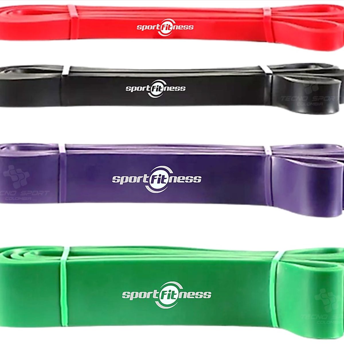 SPORT FITNESS - Kit 4 pzs banda poder elástica sportfitness tonificacion gym