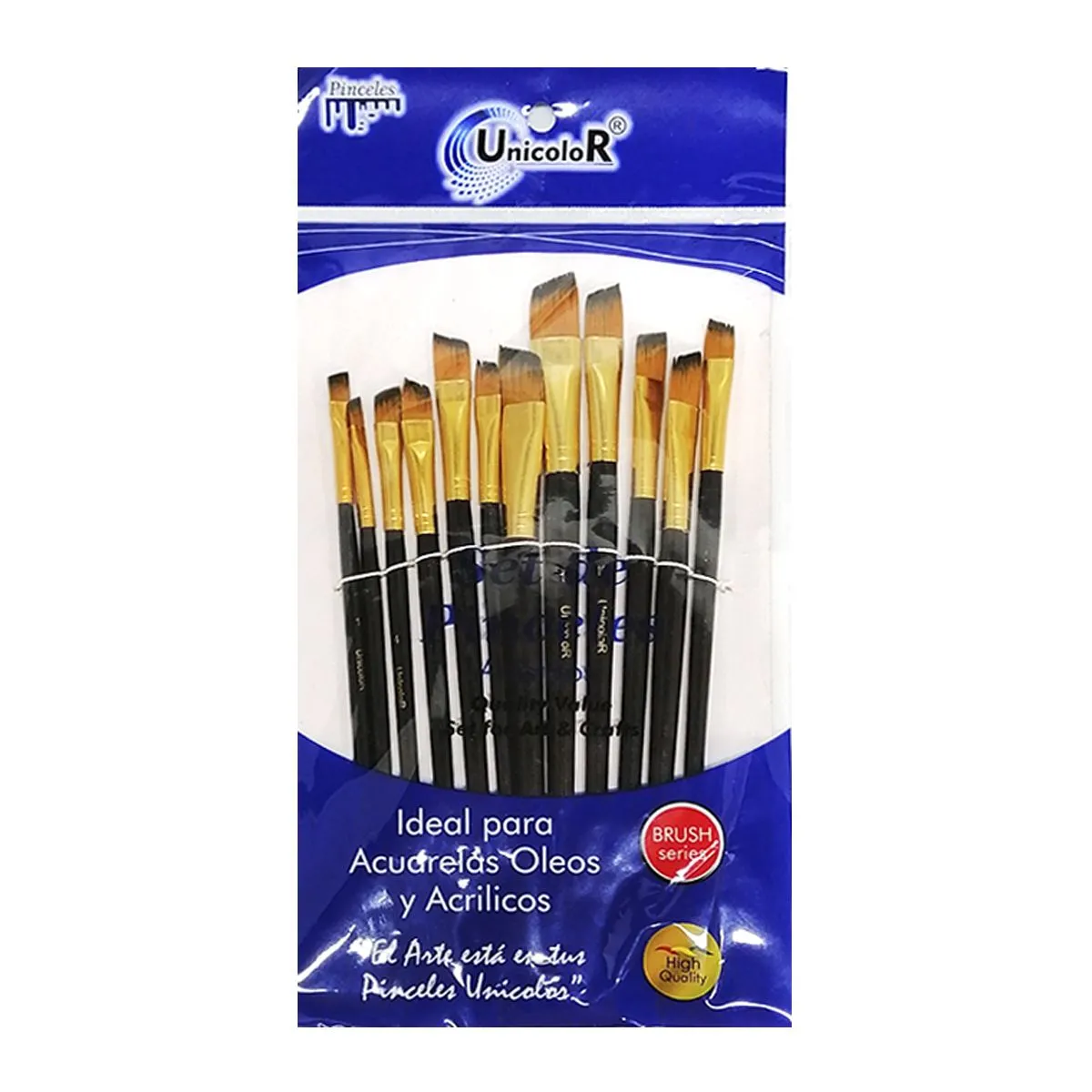 UNICORN - Set De Pinceles Sintéticos Unicolor X 12 Unds Angulares.