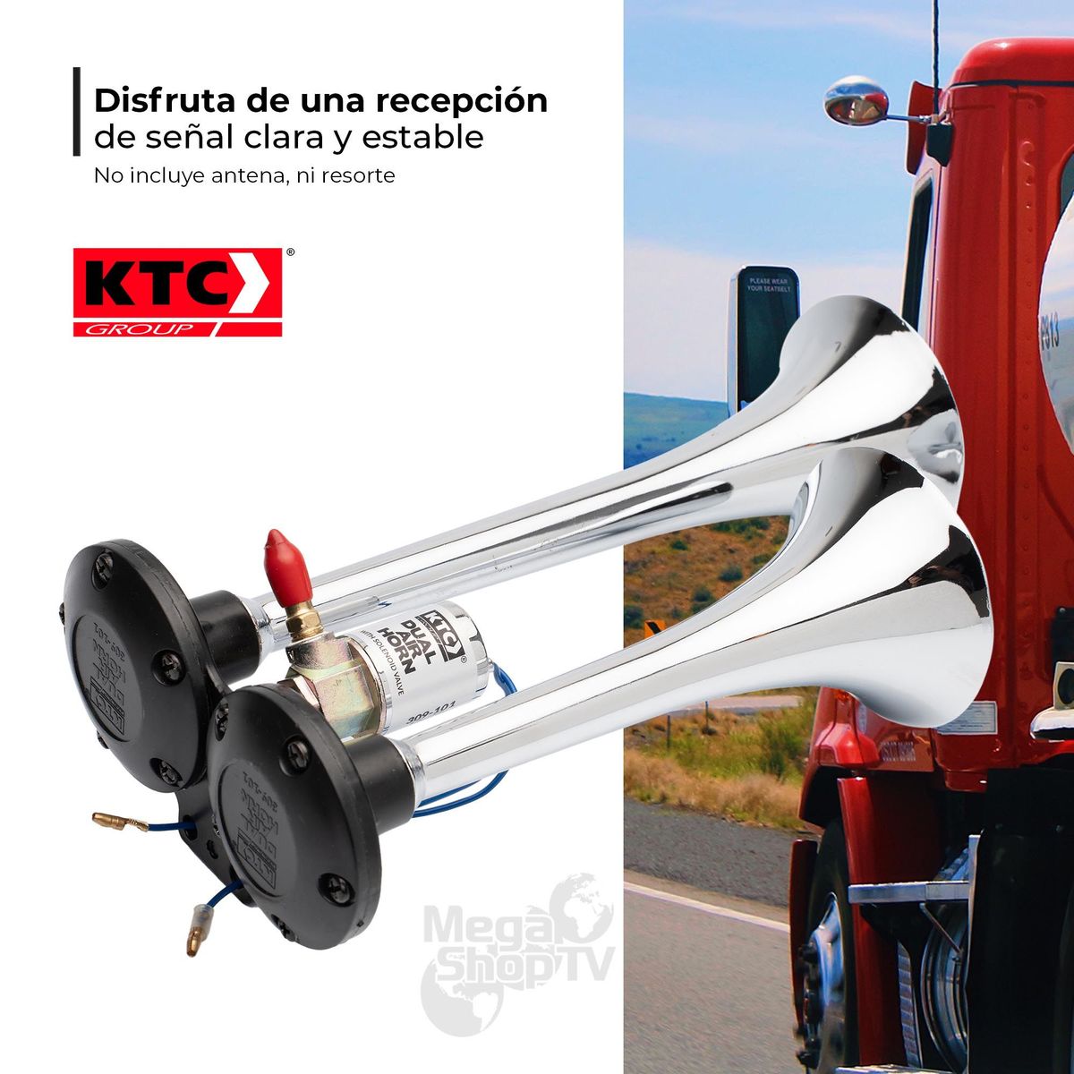KTC GROUP - KTC Corneta de aire doble con electroválvula 12V  24V Camión