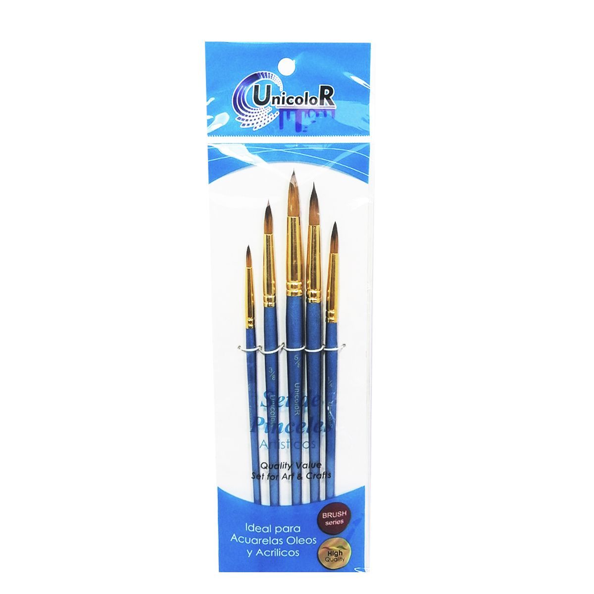 UNICORN - Set De Pinceles Sintéticos Unicolor Redondos X 5 Unds